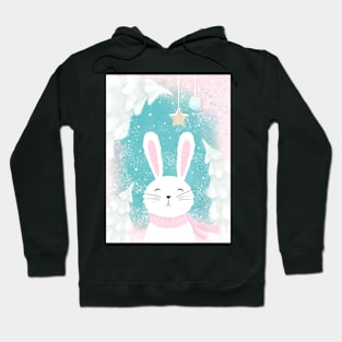 Christmas Cute Bunny Pink and Mint Hoodie